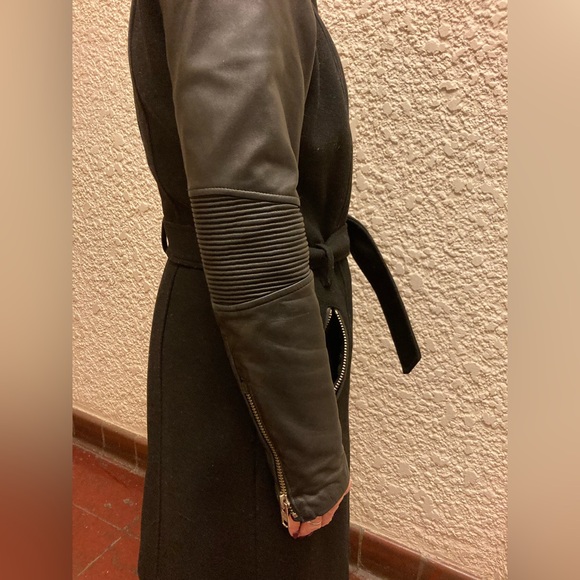 Mackage black wool / leather coat - Picture 10 of 12